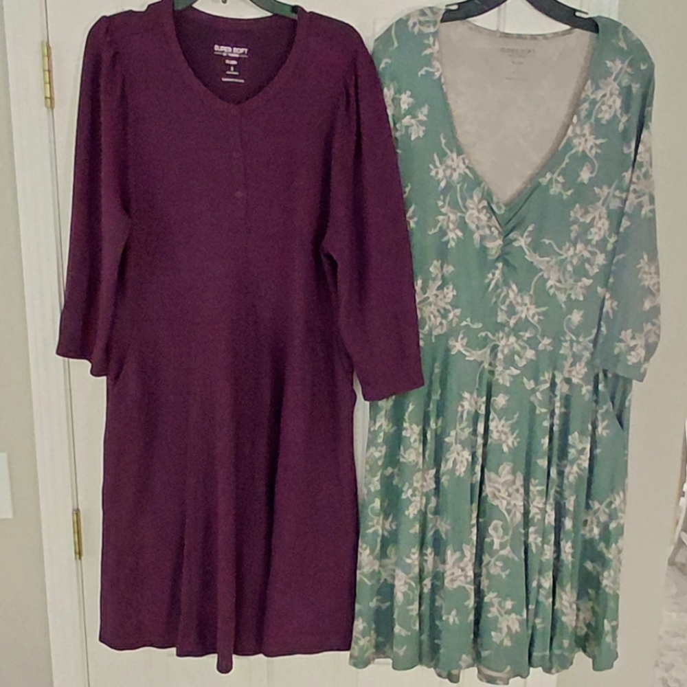 Torrid Super Soft Plush Office Casual Green Midi Set Of 2 Dresses. Size 2X 18/20